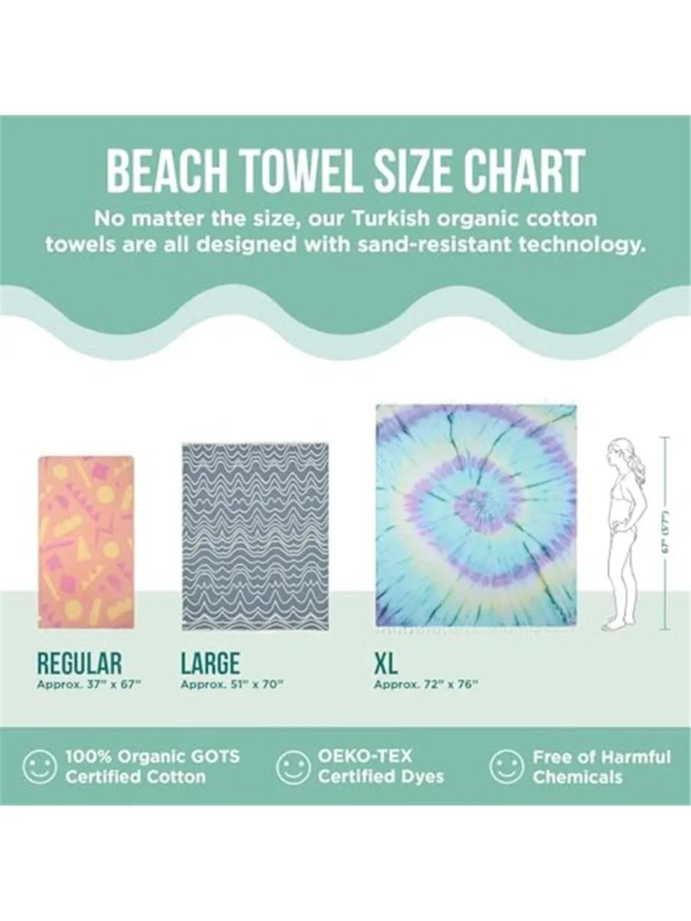 Turkish Cotton Beach Towel Sand Free Quick Dry Lightweight Travel Towel